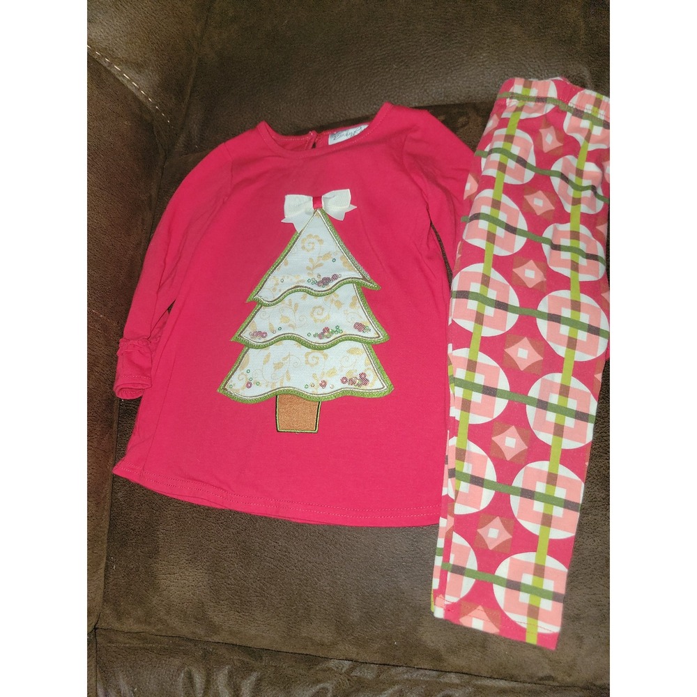 Emily rose holiday‎ Christmas tree top and leggings outfit size 3t
